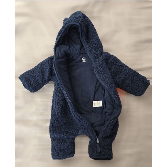 NWT Wonder Nation Teddy Fleece Pram Blue, 3-6M Hooded Bunting Suit - Picture 2 of 4